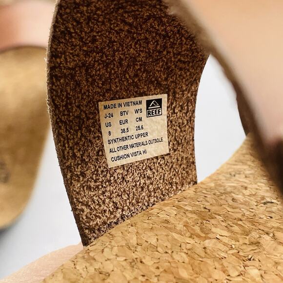 REEF Cushion Vista Hi Platform Sandal Brown Summer Boho Hippie Comfort Slip On-8 - Picture 7 of 8